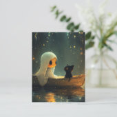 Geest en een kat in een boot briefkaart (Staand voorkant)