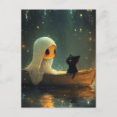Geest en een kat in een boot briefkaart (Voorkant)