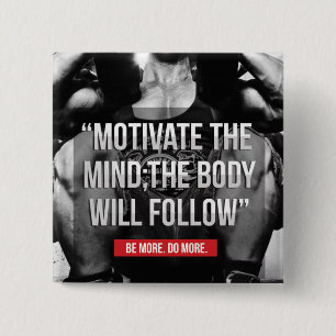 Geest en Lichaam - Workout Motivatie Vierkante Button 5,1 Cm
