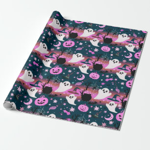 Geest en pompoen roze en blauwe patroon cadeaupapier