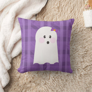 Geest Ghoul Paarse Geruite Halloween Worp Kussen