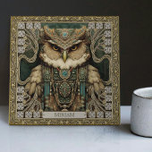 Geest Guardian Uil: Gepersonaliseerde Tribal Jewel Tegeltje