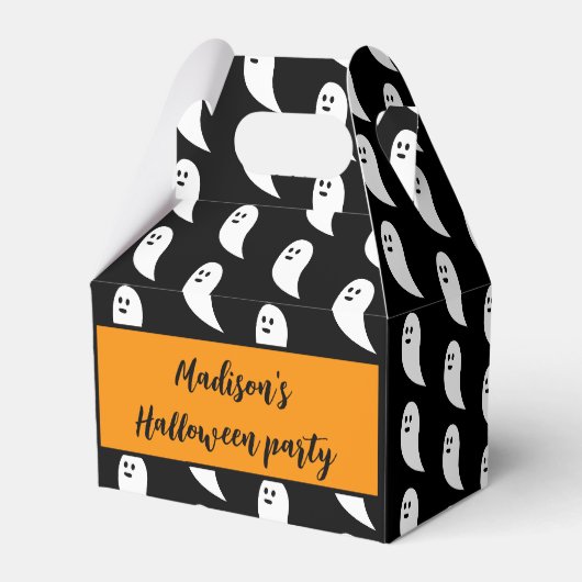 Geest Halloween zwart wit schattig Aangepaste naam Bedankdoosjes (Achterkant)