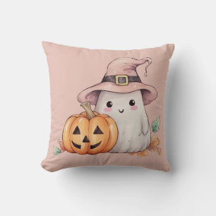 Geest Heksenhoed Pompoen Licht Roze Halloween Kussen