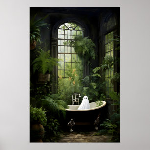 Geest in badkuip botanische print, Dark Academia Poster