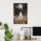 Geest in bosveld met bloem, Dark Academia Poster (Thuiskantoor)