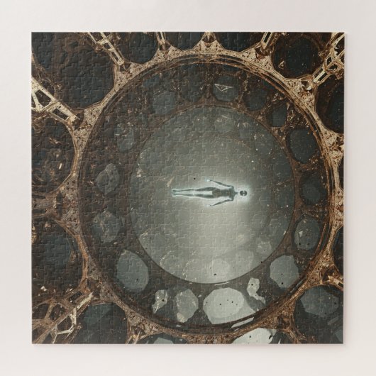 Geest in de oude tijd en ruimte architectuur legpuzzel (Horizontaal)