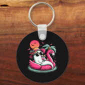 Geest in reddingsboei Flamingo op een ol Float Zom Sleutelhanger (Voorkant)