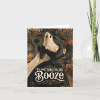 Geest in zwarte jurk, ik ben hier alleen voor de d feestdagen kaart