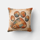 Geest Kat, Boho Patchwork Landelijke Folk Art Kussen (Achterkant)