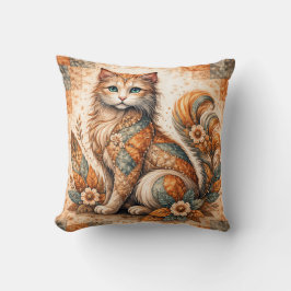 Geest Kat, Boho Patchwork Landelijke Folk Art Kussen