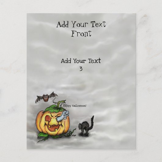 Geest , Kat , Vleermuis en Pompoen , Fijne Hallowe Flyer (Voorkant)