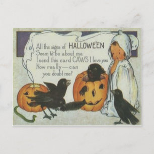 Geest Kraai Jack O Lantern Pompoen Zwarte Kat Briefkaart