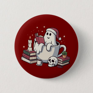 Geest Leest Boeken Kerstmis Leraar Boekenwurm  Ronde Button 5,7 Cm