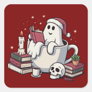 Geest Leest Boeken Kerstmis Leraar Boekenwurm Vierkante Sticker