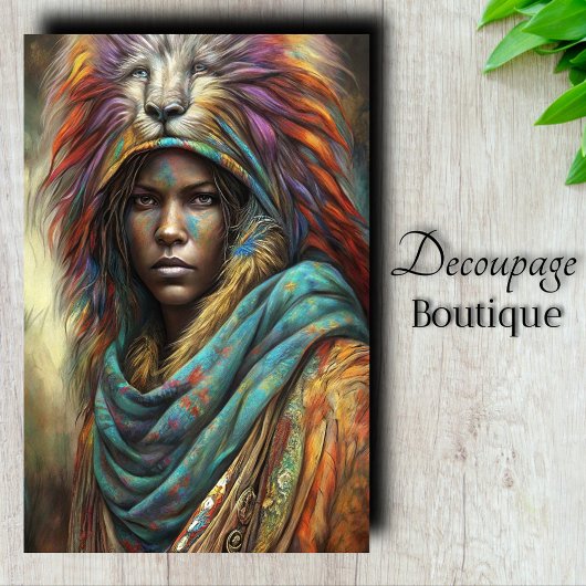 Geest Leeuw Krijger Decoupage Tissuepapier