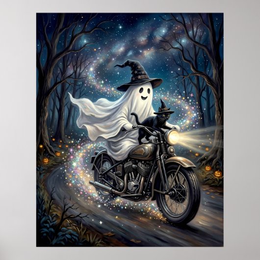 Geest op motorfiets poster (Voorkant)