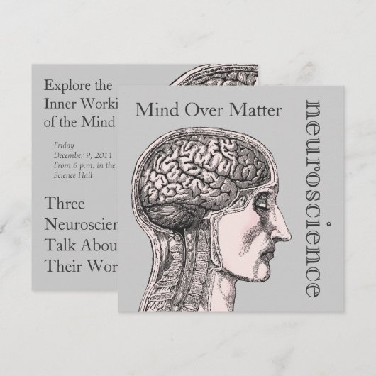 Geest over materie Uitnodigingen voor hersenneurow (Voorkant / Achterkant)