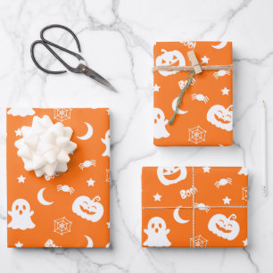 Geest Pompoen Spin Moon Sinaasappel Halloween Patr Inpakpapier Vel