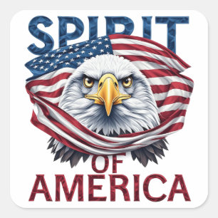 Geest van Amerika Amerikaanse Vlag Patriottisch Vierkante Sticker