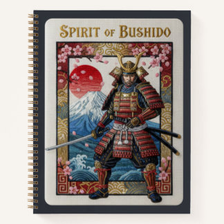 Geest van Bushido Geborduurde Samurai & Mount Fuji Notitieboek