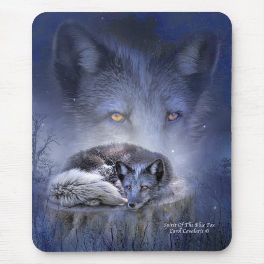 Geest van de Blauwe Fox Art Mousepad Muismat (Voorkant)