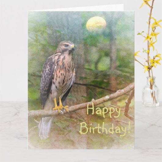Geest van de Hawk Birthday Grote Kaart (Gele Bloem)