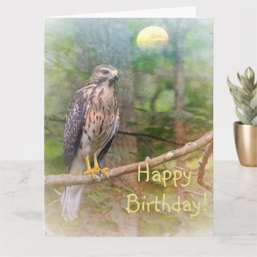 Geest van de Hawk Birthday Grote Kaart (Kleine Plant)