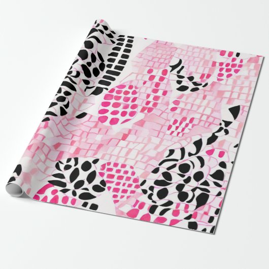Geest van de stam: roze, zwart en wit cadeaupapier (Uitgerold)