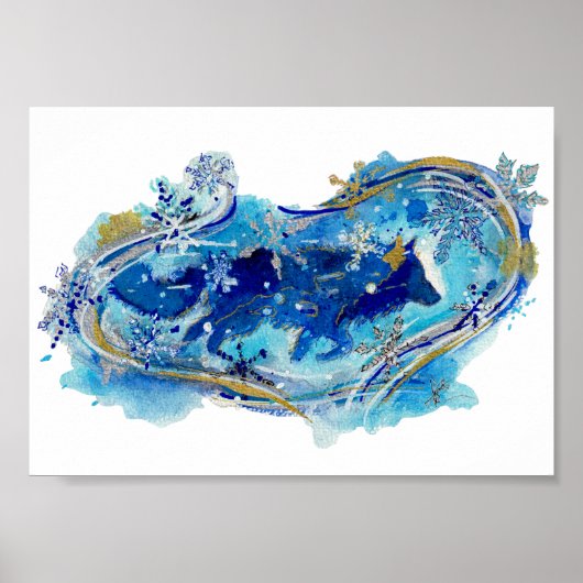 Geest van de winterstorm wolf waterverf poster (Voorkant)
