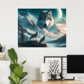 Geest van de wolven AI-kunstposter Poster (Thuiskantoor)