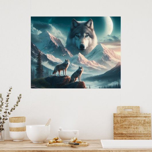 Geest van de wolven AI-kunstposter Poster (Keuken)
