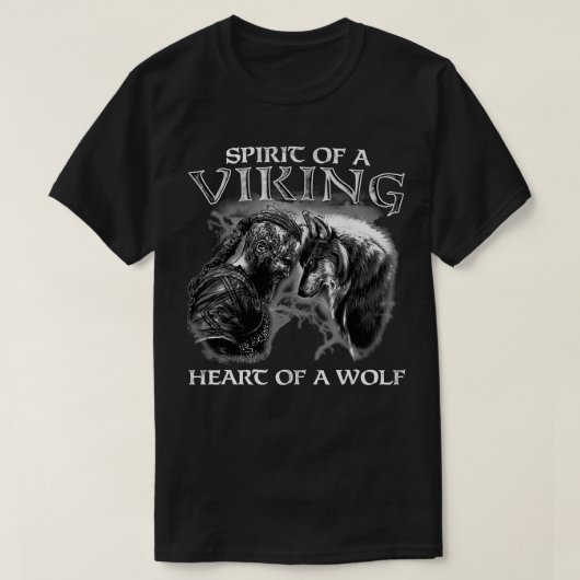 Geest van een Viking hart van een Wolf Viking Wolf T-shirt (Design voorkant)