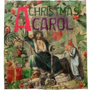 Geest van Kerst Heden Illustratie Scrooge Douchegordijn