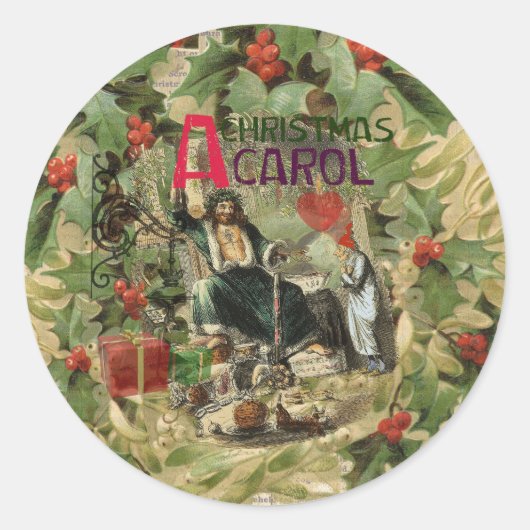 Geest van Kerst Heden Illustratie Scrooge Ronde Sticker (Voorkant)
