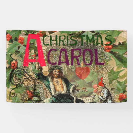 Geest van Kerst Heden Illustratie Scrooge Spandoek (Horizontaal)