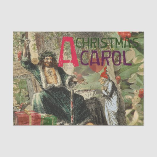 Geest van Kerst Present Illustratie Scrooge Tissuepapier (Voorkant)