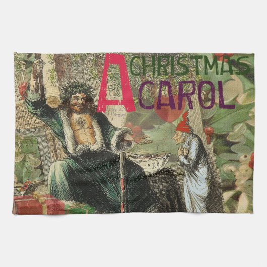 Geest-van-Kerstmis-Present-Illustratie Scrooge Theedoek (Horizontaal)