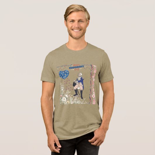 Geest van Onafhankelijkheid Glow olijf Tri-Blend Shirt (Voorkant volledig)