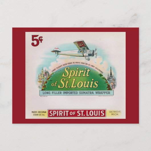Geest van St. Louis Cigar Label Retro Briefkaart (Voorkant)