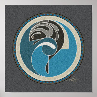 Geest van vis grijze achtergrond poster