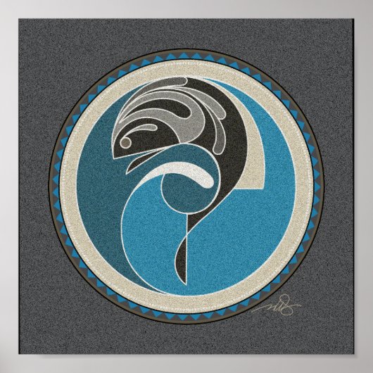 Geest van vis grijze achtergrond poster (Voorkant)