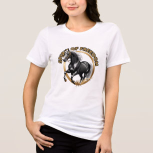 Geest van vrijheid Zwart Paard Ontwerp Tri-Blend Shirt