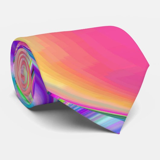 Geest van zomerse bries, Abstracte 3D Regenboogkun Stropdas (Opgerold)