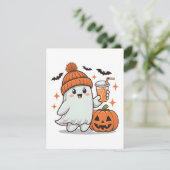 Geest, vleermuizen, pompoen en drank, schattige Ha Feestdagenkaart (Staand voorkant)