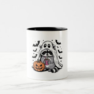 Geest Wasbeer Die Koffie Drinkt Tweekleurige Koffiemok