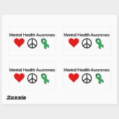 Geestelijk gezondheidsbewustzijn - liefde, vrede,  rechthoekige sticker (Vel)