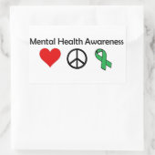 Geestelijk gezondheidsbewustzijn - liefde, vrede,  rechthoekige sticker (Tas)