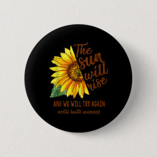Geestelijk gezondheidsbewustzijn Zonnebloem Zon za Ronde Button 5,7 Cm