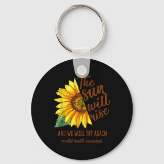 Geestelijk gezondheidsbewustzijn Zonnebloem Zon za Sleutelhanger